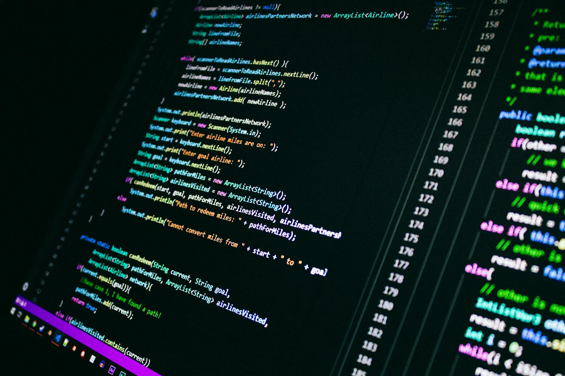 Code on screen background