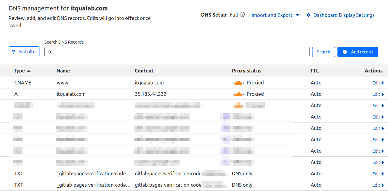 Cloudflare DNS config