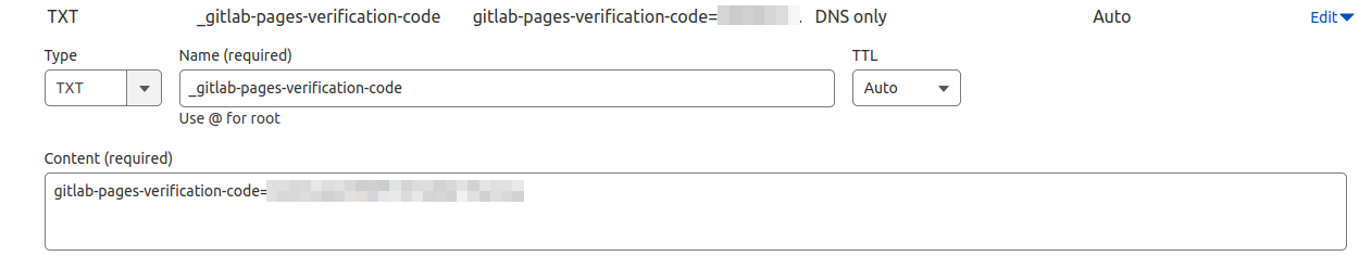 Cloudflare TXT record