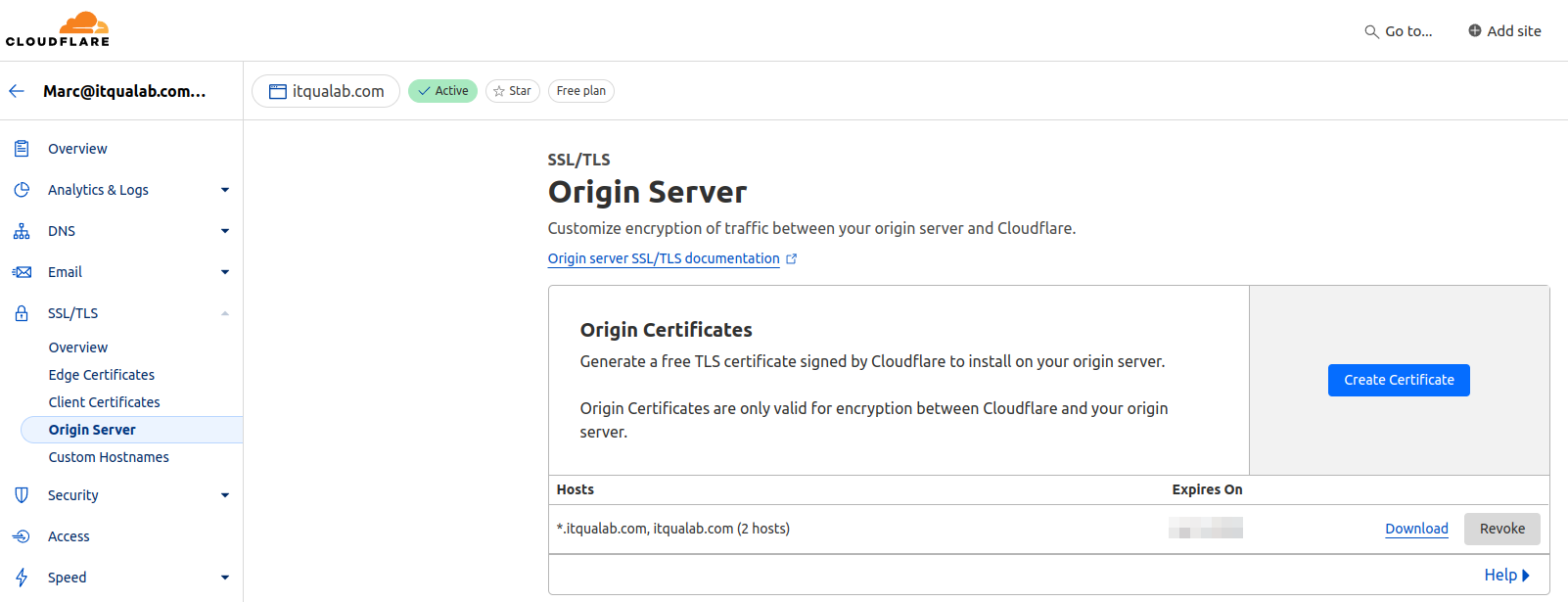 Cloudflare origin cert